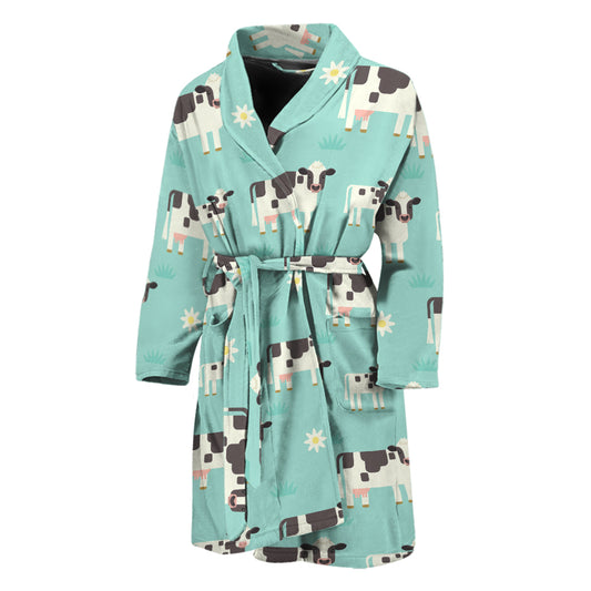 Cute Cow And Baby Cow Pattern Print Men's Bathrobe