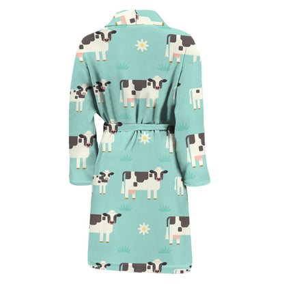 Cute Cow And Baby Cow Pattern Print Men's Bathrobe