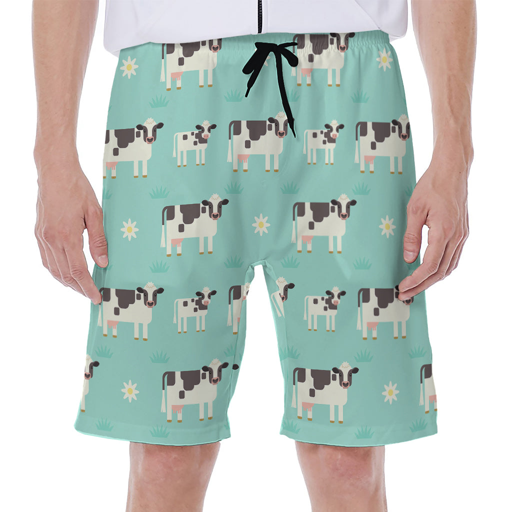 Cute Cow And Baby Cow Pattern Print Men's Beach Shorts