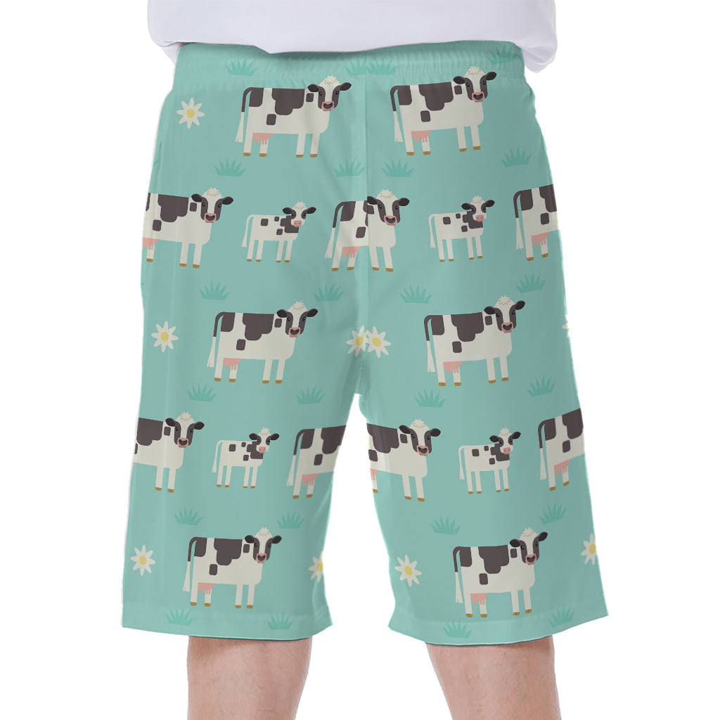 Cute Cow And Baby Cow Pattern Print Men's Beach Shorts