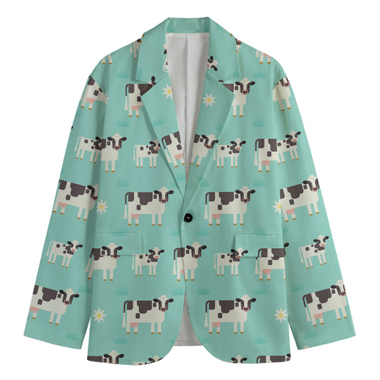 Cute Cow And Baby Cow Pattern Print Men's Blazer