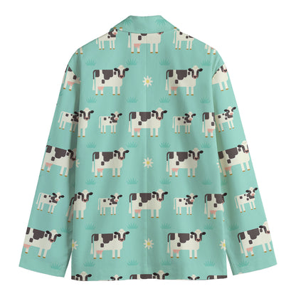 Cute Cow And Baby Cow Pattern Print Men's Blazer