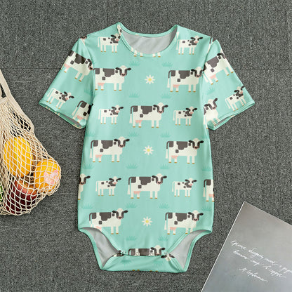 Cute Cow And Baby Cow Pattern Print Men's Bodysuit