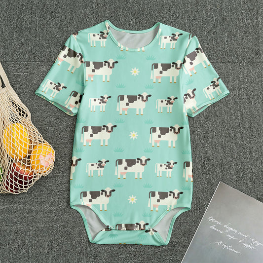 Cute Cow And Baby Cow Pattern Print Men's Bodysuit