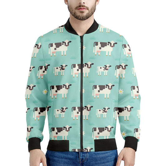 Cute Cow And Baby Cow Pattern Print Men's Bomber Jacket