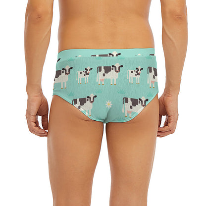Cute Cow And Baby Cow Pattern Print Men's Briefs