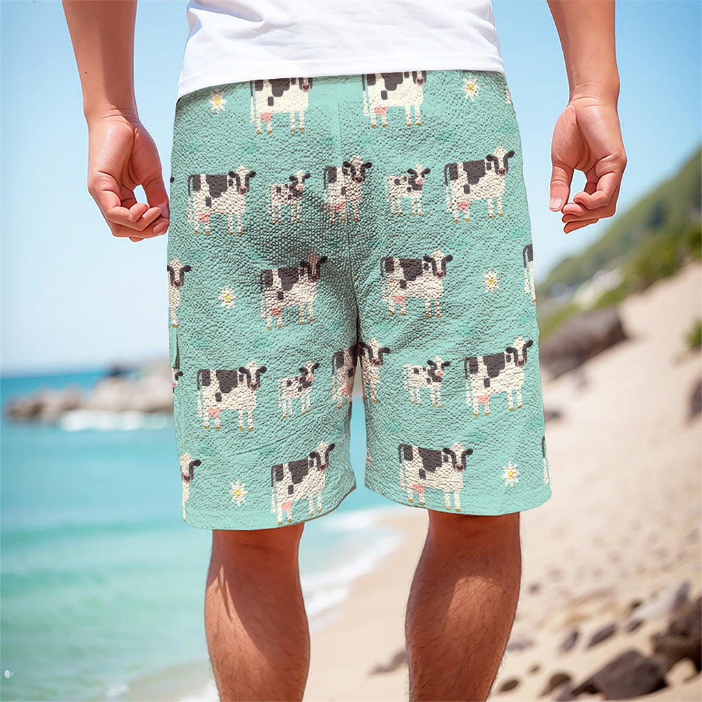 Cute Cow And Baby Cow Pattern Print Men's Cargo Shorts