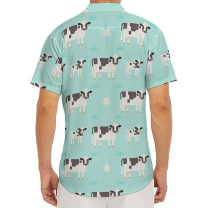 Cute Cow And Baby Cow Pattern Print Men's Deep V-Neck Shirt