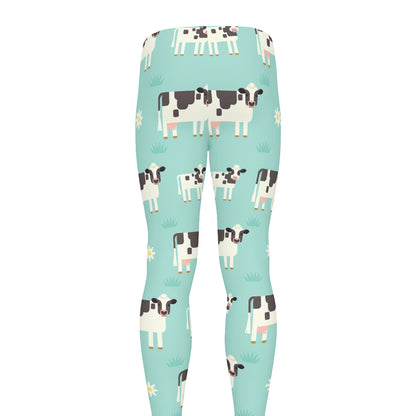 Cute Cow And Baby Cow Pattern Print Men's leggings