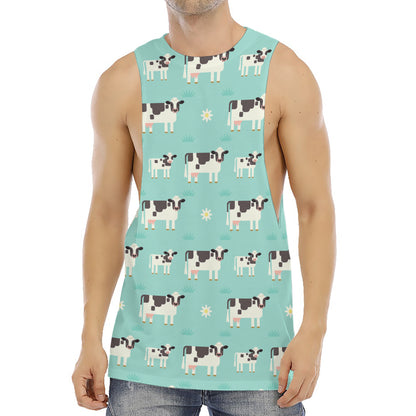 Cute Cow And Baby Cow Pattern Print Men's Muscle Tank Top