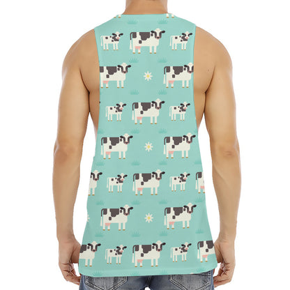Cute Cow And Baby Cow Pattern Print Men's Muscle Tank Top