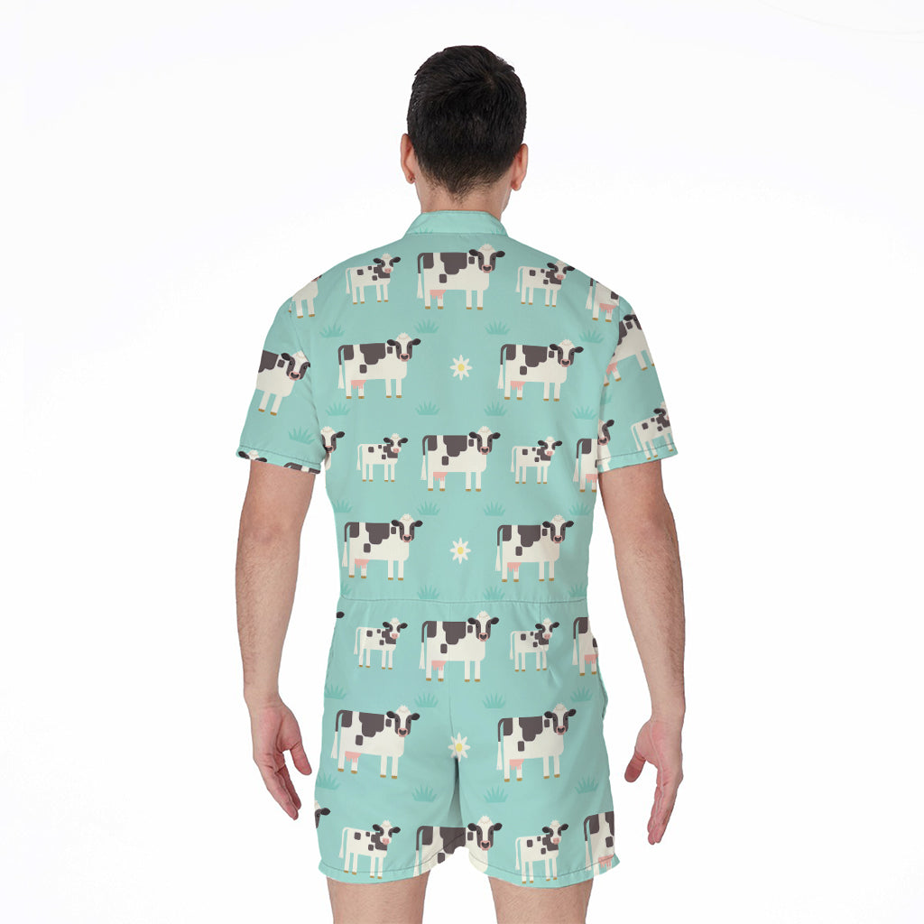 Cute Cow And Baby Cow Pattern Print Men's Rompers