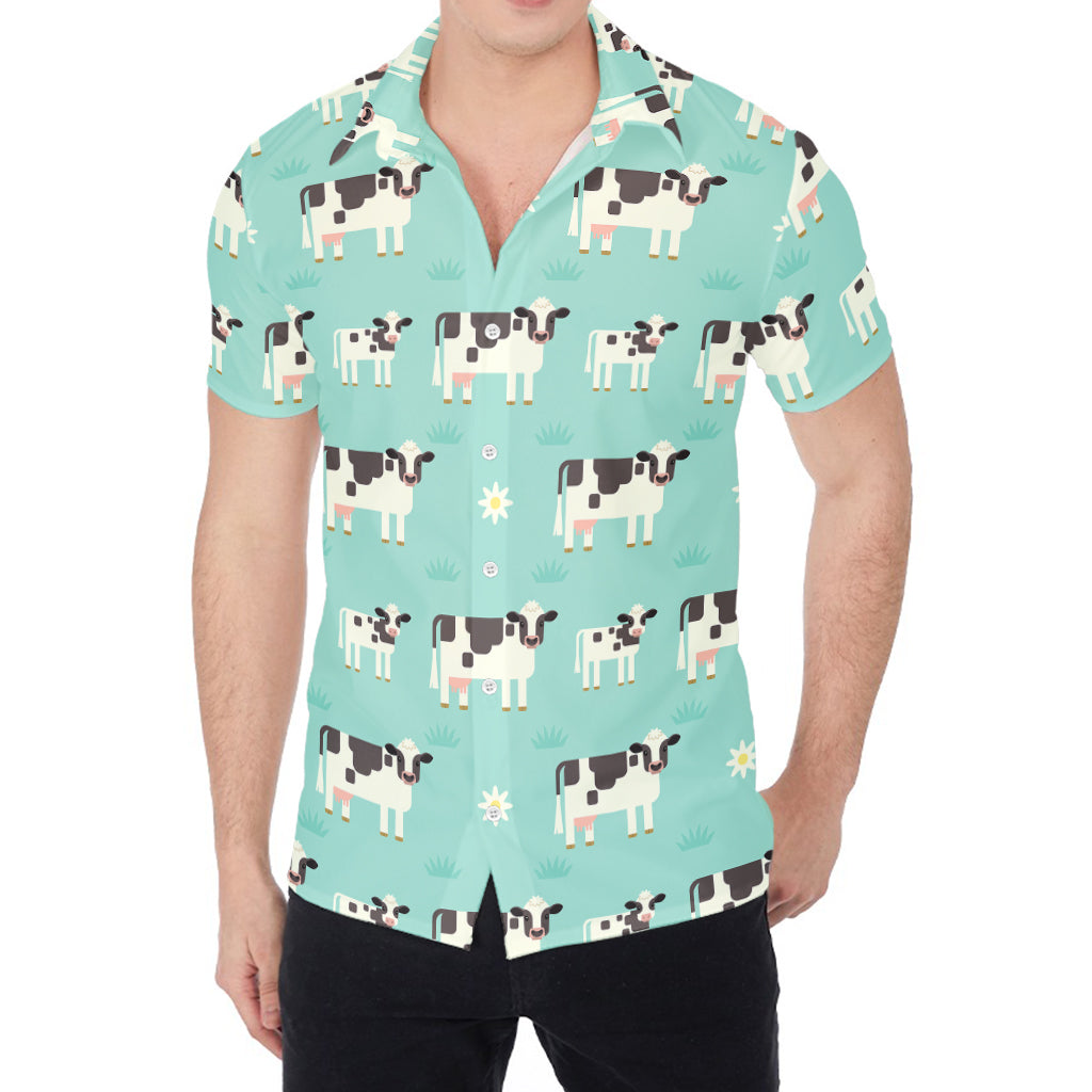 Cute Cow And Baby Cow Pattern Print Men's Shirt