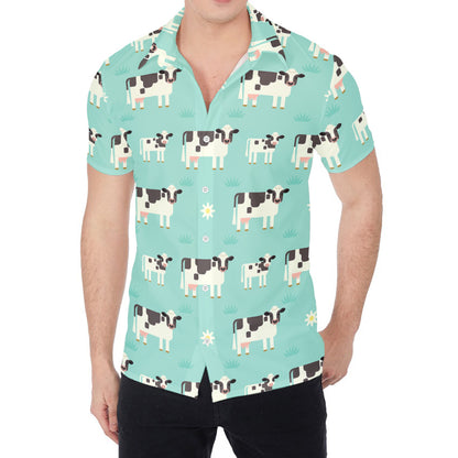 Cute Cow And Baby Cow Pattern Print Men's Shirt