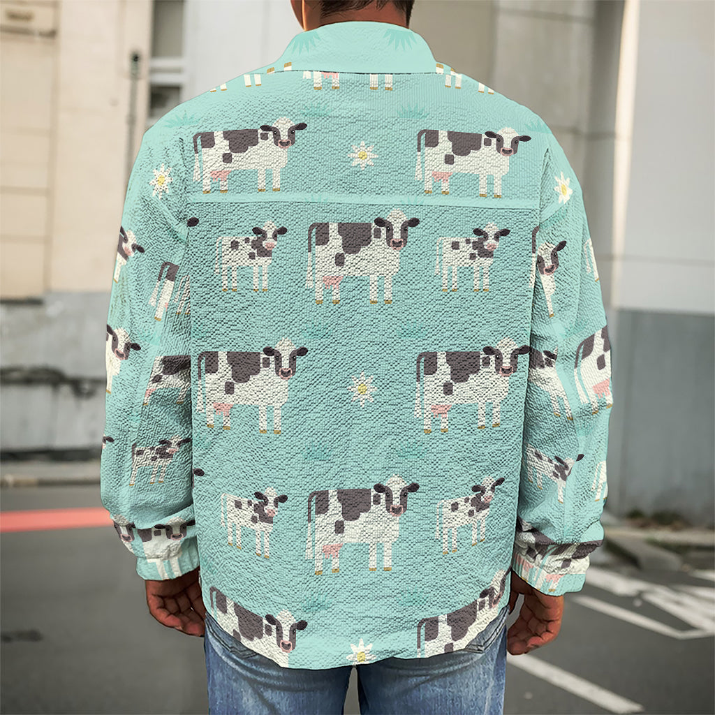 Cute Cow And Baby Cow Pattern Print Men's Shirt Jacket