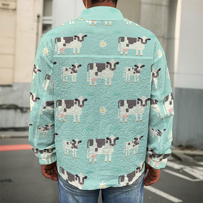 Cute Cow And Baby Cow Pattern Print Men's Shirt Jacket