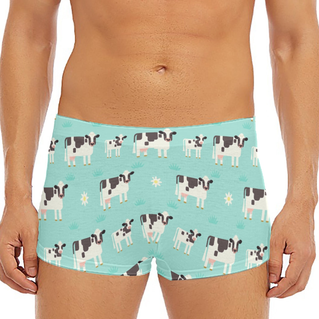 Cute Cow And Baby Cow Pattern Print Men's Short Boxer Briefs