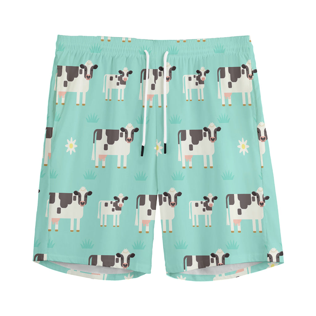 Cute Cow And Baby Cow Pattern Print Men's Sports Shorts