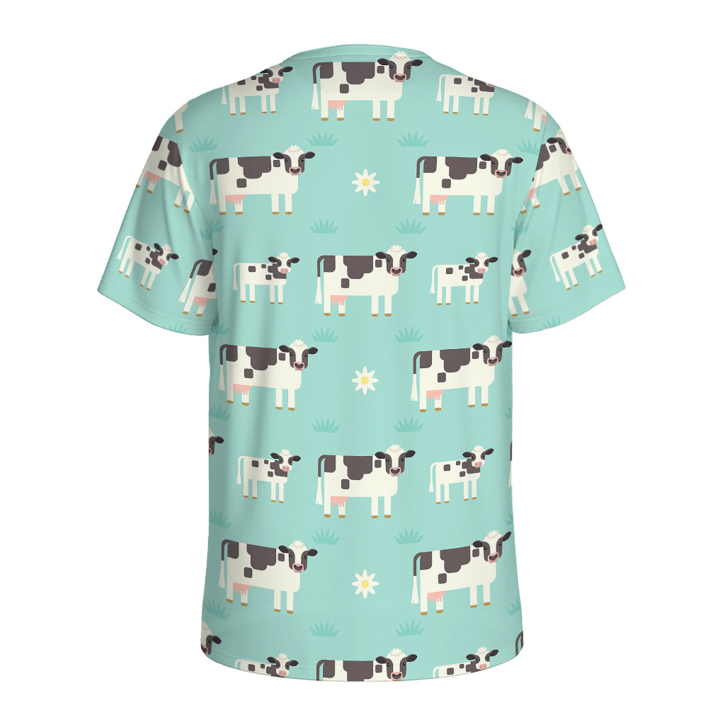 Cute Cow And Baby Cow Pattern Print Men's Sports T-Shirt