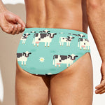 Cute Cow And Baby Cow Pattern Print Men's Swim Briefs