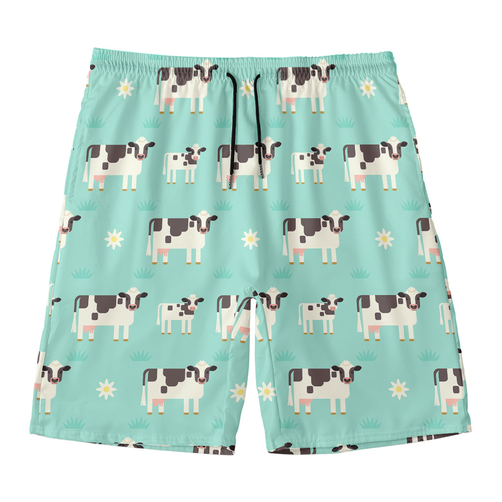 Cute Cow And Baby Cow Pattern Print Men's Swim Trunks