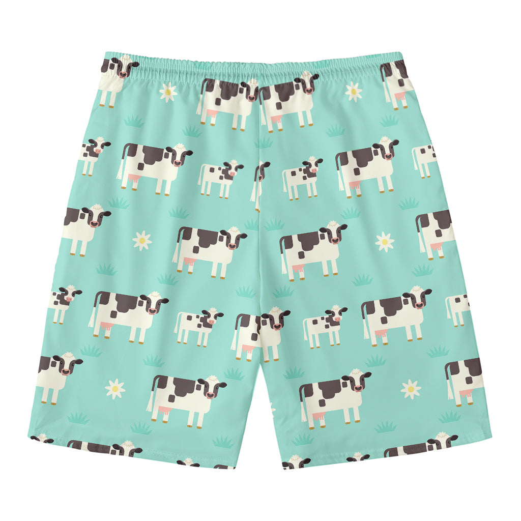 Cute Cow And Baby Cow Pattern Print Men's Swim Trunks