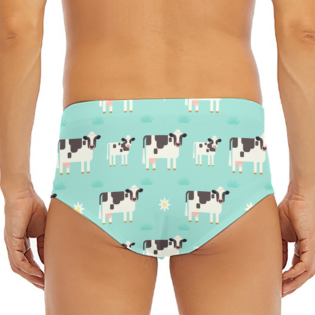 Cute Cow And Baby Cow Pattern Print Men's Triangle Swim Briefs