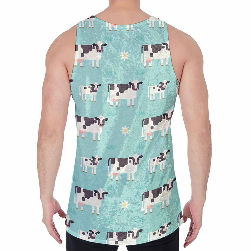 Cute Cow And Baby Cow Pattern Print Men's Velvet Tank Top