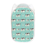 Cute Cow And Baby Cow Pattern Print Mesh Laundry Hamper