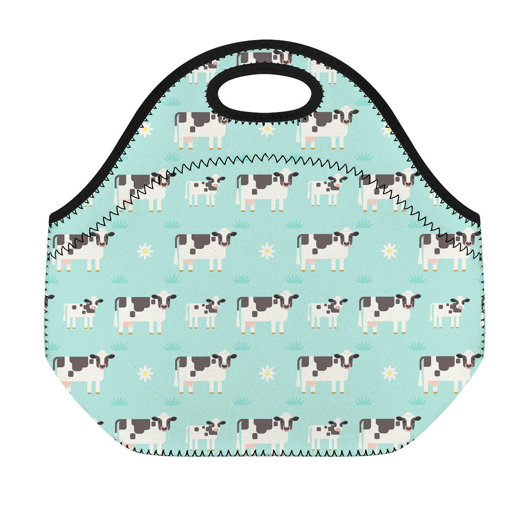 Cute Cow And Baby Cow Pattern Print Neoprene Lunch Bag