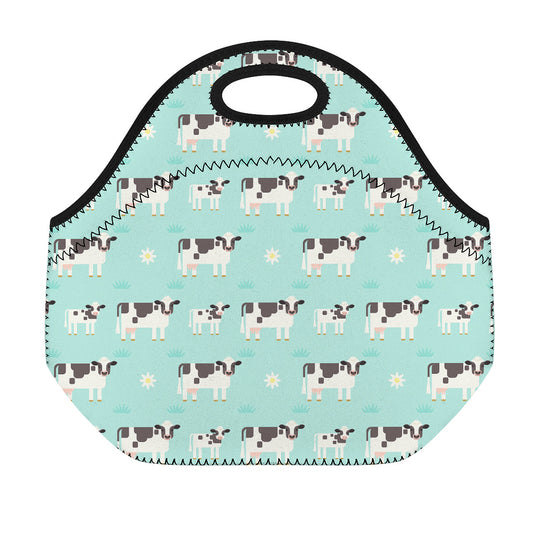 Cute Cow And Baby Cow Pattern Print Neoprene Lunch Bag
