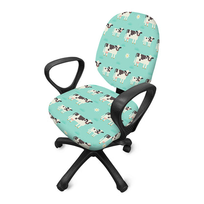 Cute Cow And Baby Cow Pattern Print Office Chair Cover