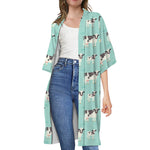 Cute Cow And Baby Cow Pattern Print Open Front Beach Cover Up