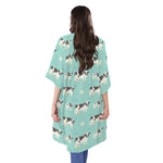 Cute Cow And Baby Cow Pattern Print Open Front Beach Cover Up