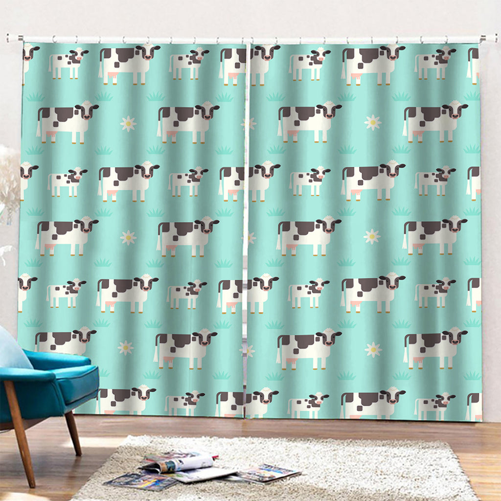 Cute Cow And Baby Cow Pattern Print Pencil Pleat Curtains