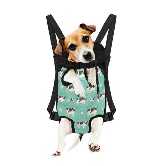 Cute Cow And Baby Cow Pattern Print Pet Carrier Backpack