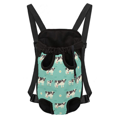Cute Cow And Baby Cow Pattern Print Pet Carrier Backpack