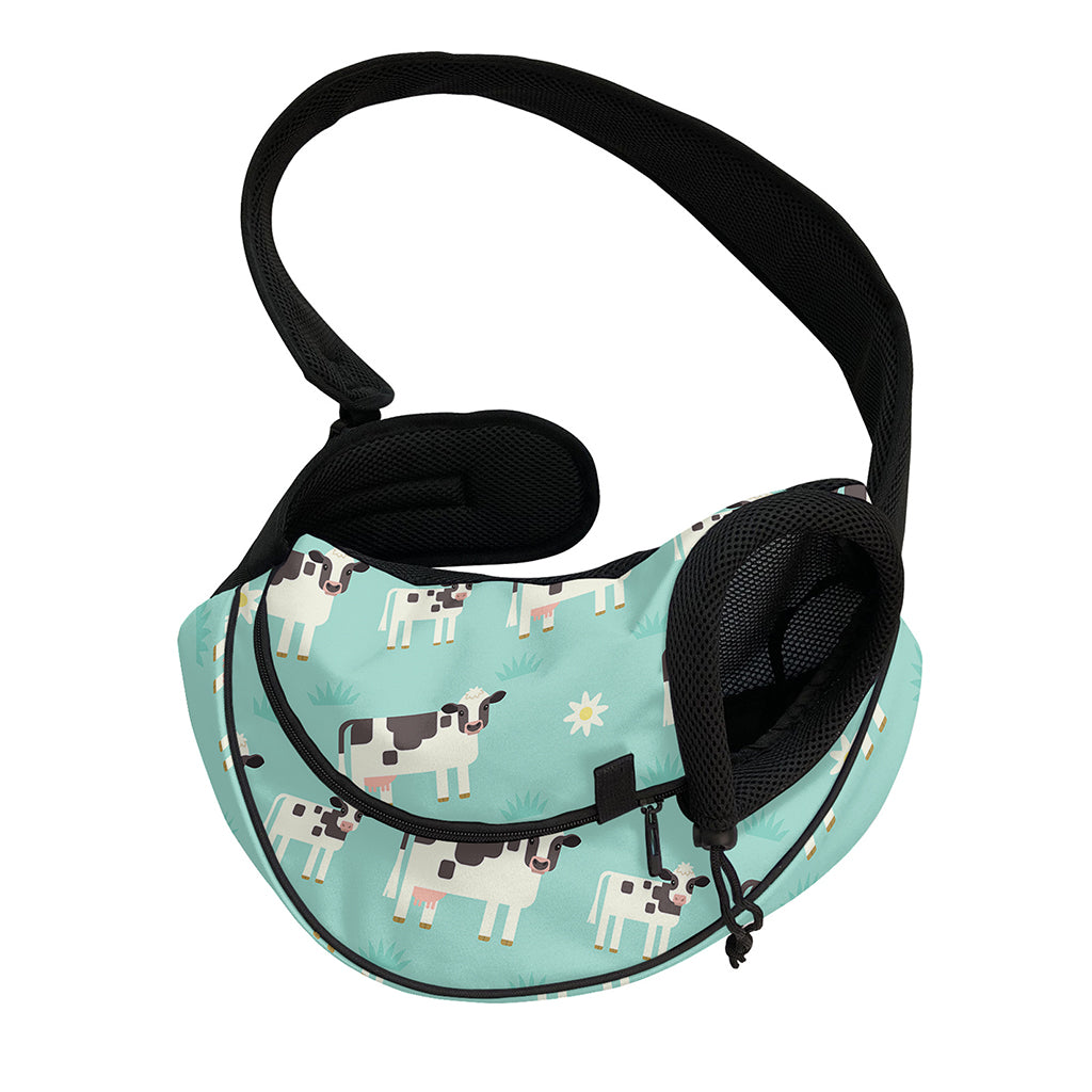 Cute Cow And Baby Cow Pattern Print Pet Sling Carrier