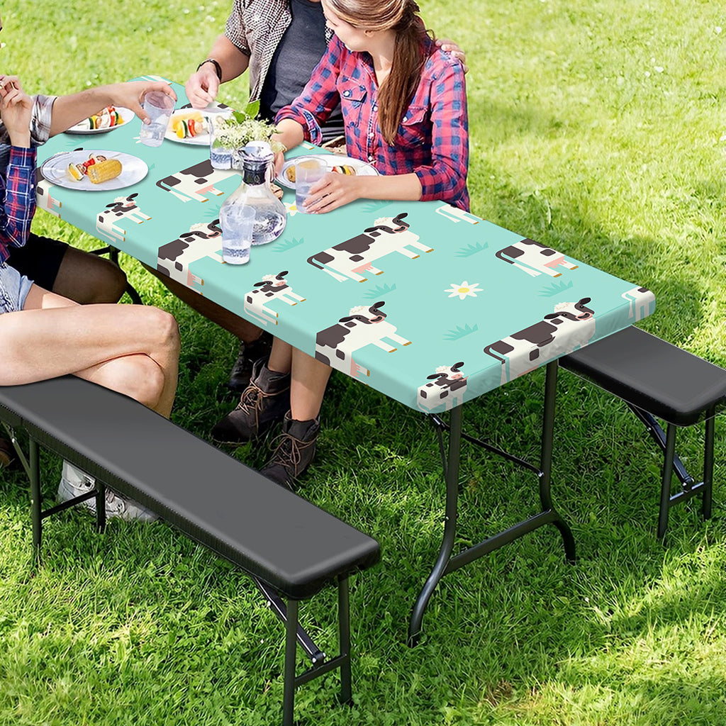 Cute Cow And Baby Cow Pattern Print Picnic Table Cover
