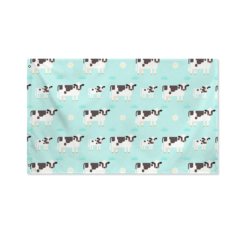 Cute Cow And Baby Cow Pattern Print Polyester Flag
