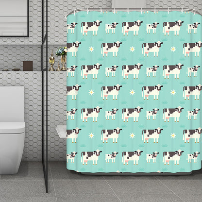 Cute Cow And Baby Cow Pattern Print Polyester Shower Curtain