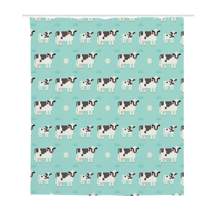 Cute Cow And Baby Cow Pattern Print Polyester Shower Curtain