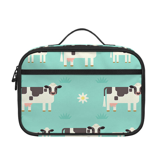 Cute Cow And Baby Cow Pattern Print Portable Lunch Bag