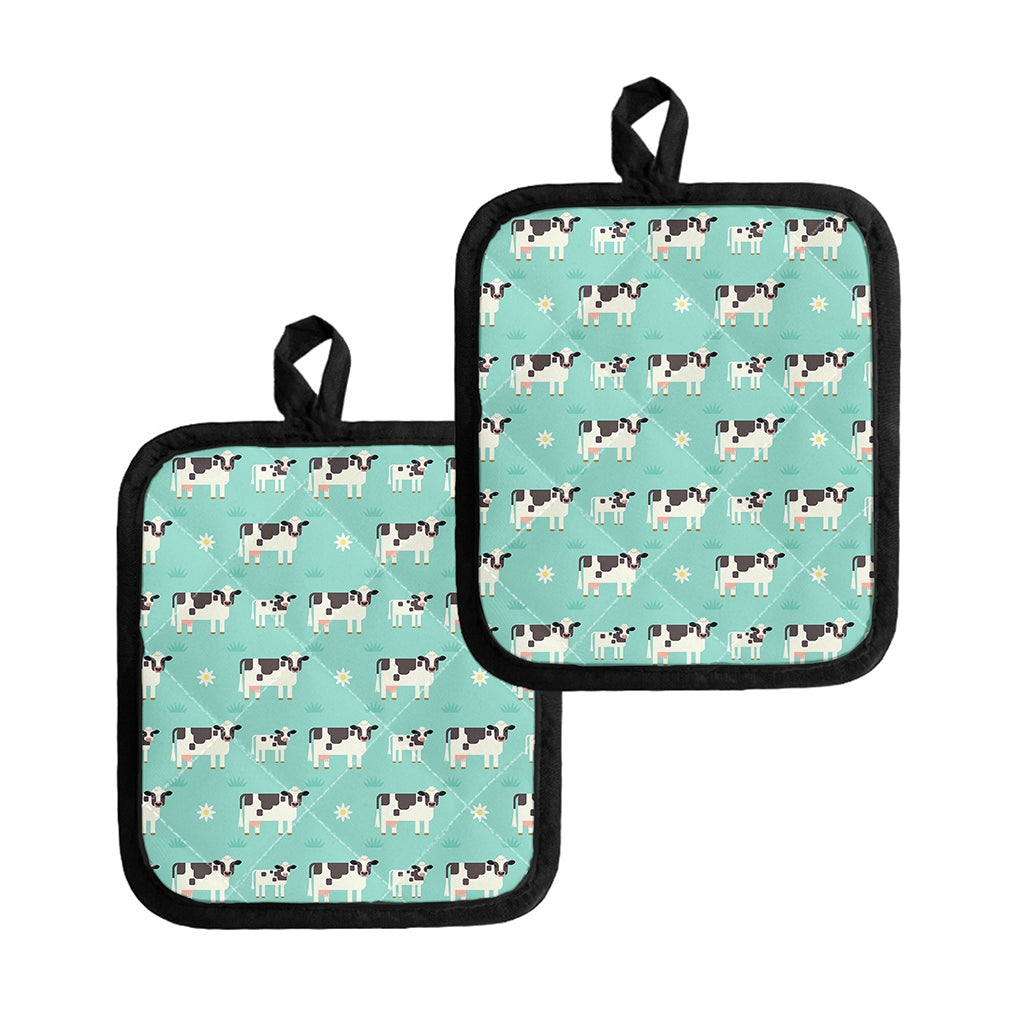 Cute Cow And Baby Cow Pattern Print Pot Holders