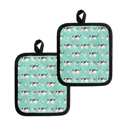 Cute Cow And Baby Cow Pattern Print Pot Holders