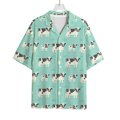 Cute Cow And Baby Cow Pattern Print Rayon Hawaiian Shirt