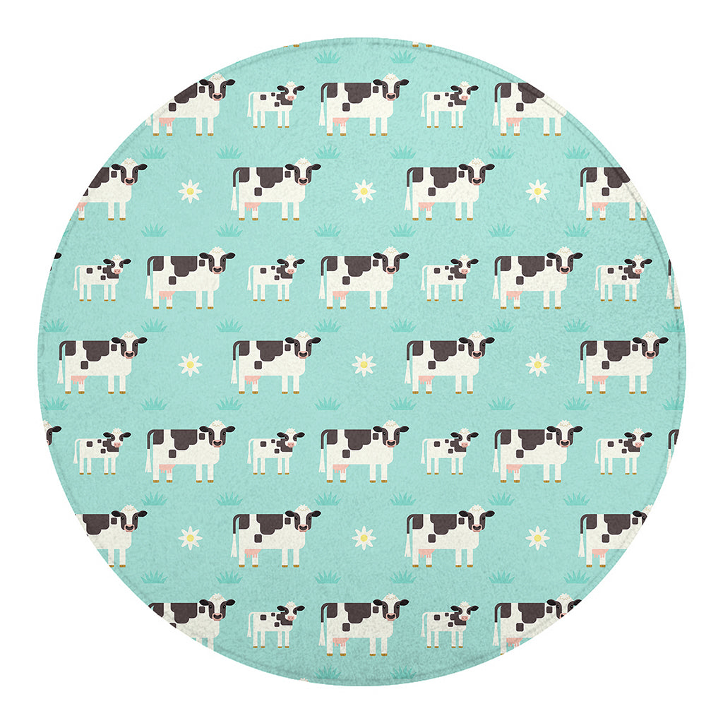 Cute Cow And Baby Cow Pattern Print Round Blanket