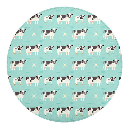 Cute Cow And Baby Cow Pattern Print Round Blanket