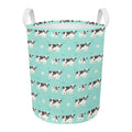 Cute Cow And Baby Cow Pattern Print Round Laundry Basket