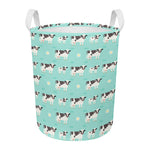 Cute Cow And Baby Cow Pattern Print Round Laundry Basket